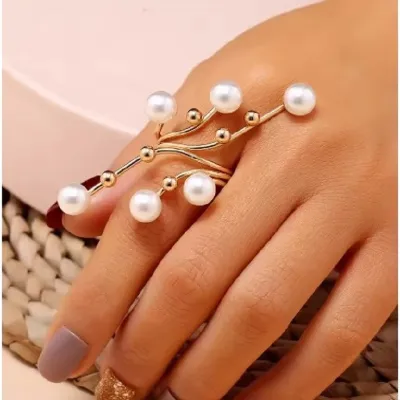 Elegant Exaggeration Double Layer Large Pearl Rings (1 pc)